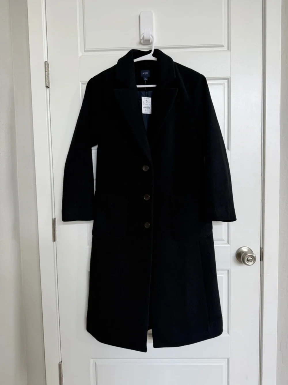 J.Crew Factory Black Wool Blend Topcoat Petite XS Classic Coat - Picture 3 of 8